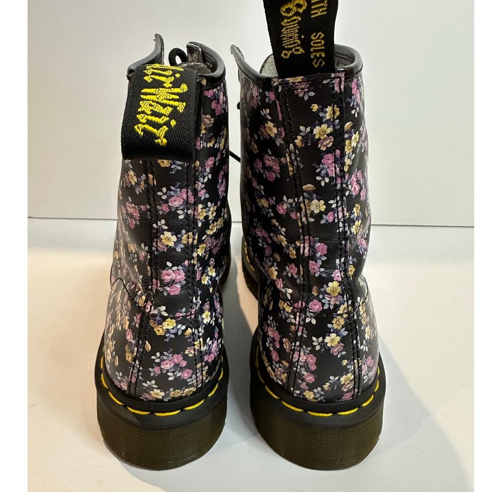 Dr. Martens 1460 Tydee Floral Combat Boots Women's Size 9 Black Lace Up - Picture 5 of 10